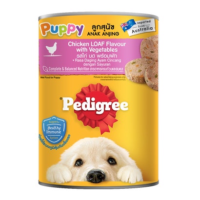 เพดดิกรี® อาหารเปียกสุนัขแบบกระป๋อง สูตรลูกสุนัข รสไก่ บด พร้อมผัก